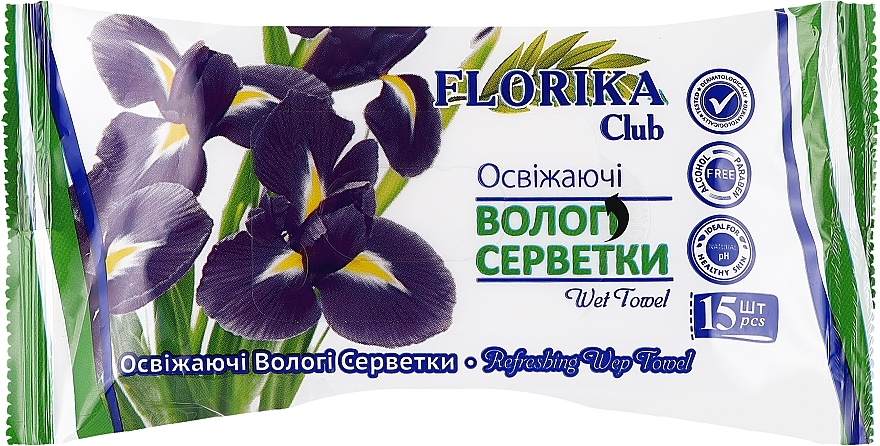 Вологі серветки "Квіти", ірис - Florika Wet Towel — фото N1