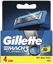 Духи, Парфюмерия, косметика Сменные кассеты для бритья, 4 шт. - Gillette Mach 3 Turbo 3D