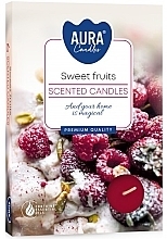 Парфумерія, косметика  Набір чайних свічок "Солодкі фрукти" - Bispol Aura Sweet Fruits Scented Candles