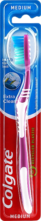 Зубна щітка середньої жорсткості, малинова - Colgate Extra Clean Medium — фото N1