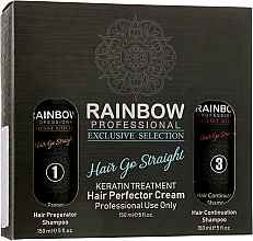 Парфумерія, косметика Набір для випрямлення волосся - Rainbow Professional Exclusive Hair Go Straight (keratin/150ml + smp/150ml + smp/150ml)