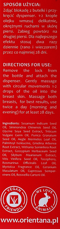 Масло для грудей "16 рослин Аюрведи" - Orientana Breast Bio Oil 16 Ayurvedic Herbs — фото N4