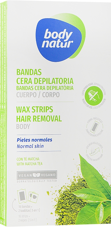 Восковые полоски для депиляции тела - Body Natur Wax Strips for Body Normal-Dry Skin