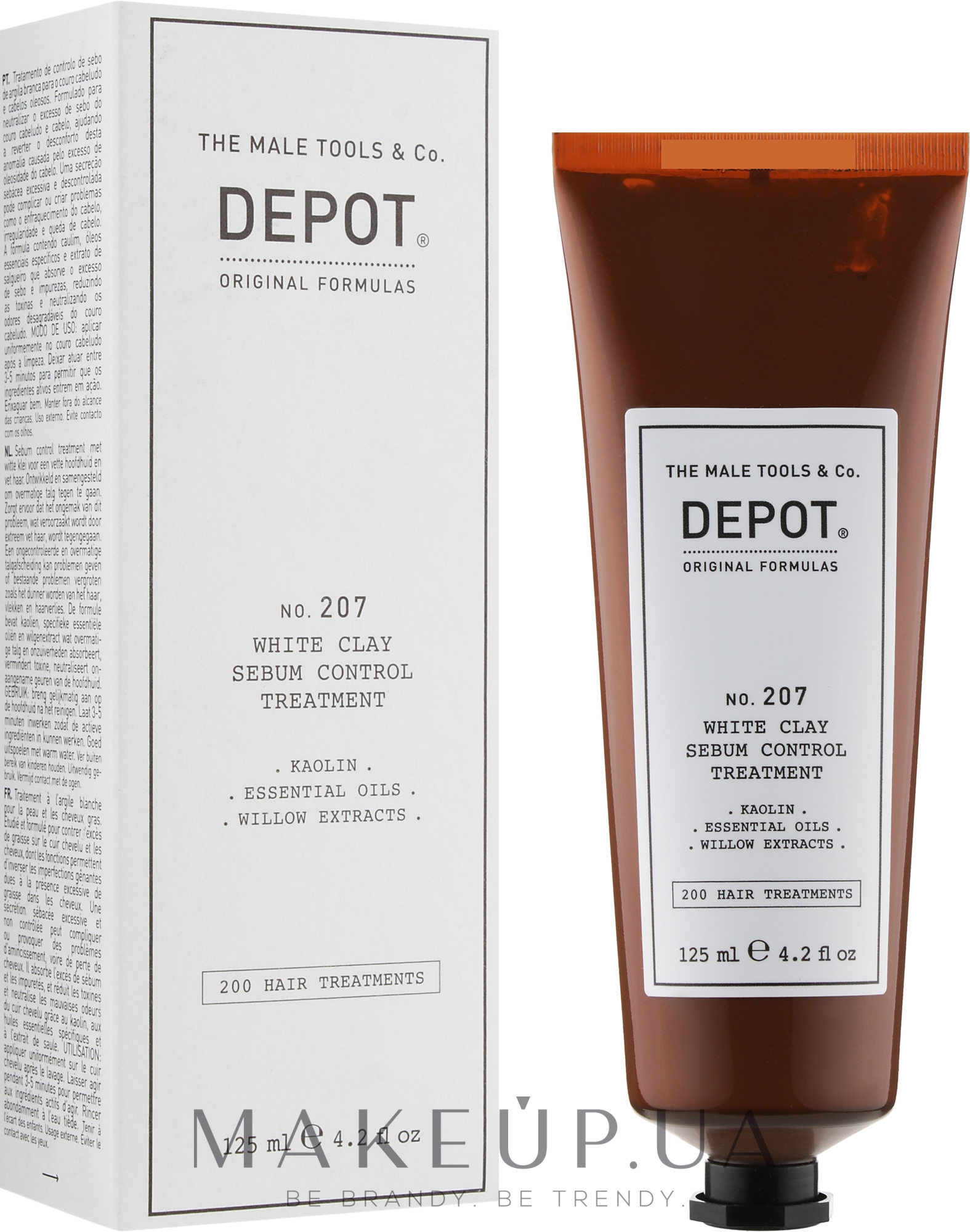 Белая глина для волос для контроля кожного сала - Depot 207 White Clay Sebum Control Treatment — фото 125ml