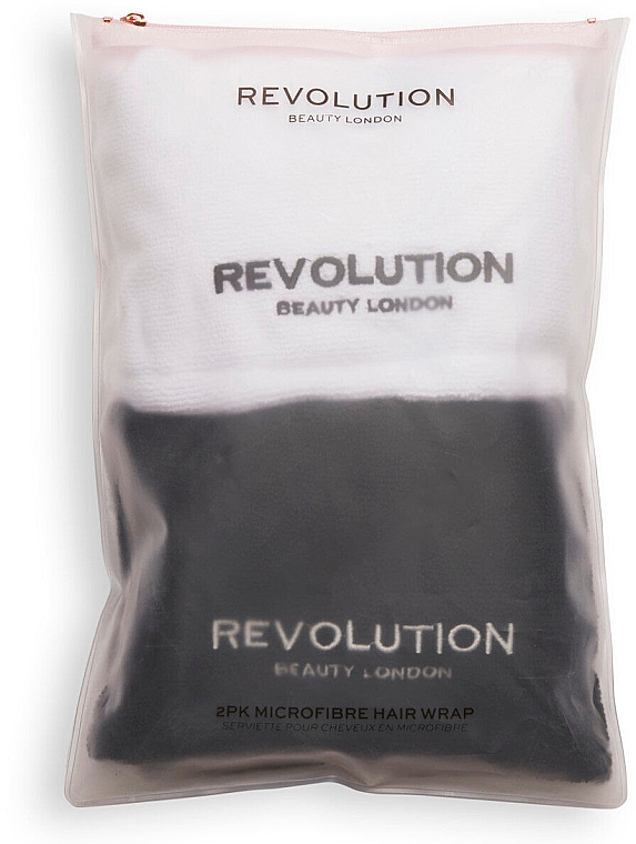 Обертывание для волос, белое и черное - Revolution Haircare Microfibre Hair Wrap Black & White — фото N2