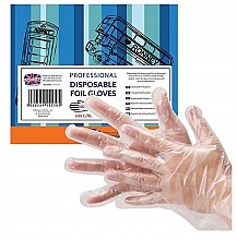 Одноразові рукавички, прозорі, розмір L/XL, 100 шт. - Ronney Professional Disposable Foil Gloves — фото N2