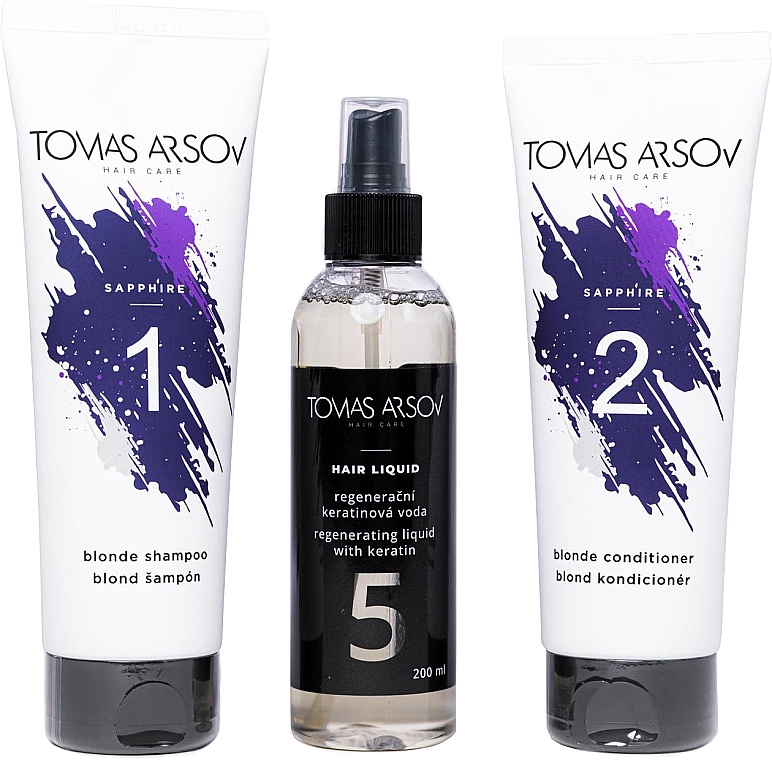 Набор - Tomas Arsov Sapphire Set (shampoo/250ml + cond/250ml + h/keratin/200ml + bag/1pcs) — фото N2