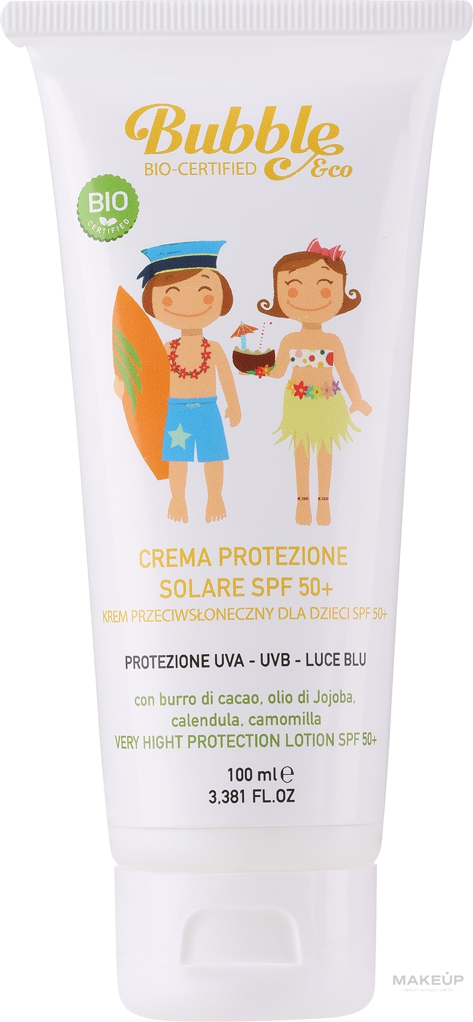 Органический солнцезащитный крем для детей SPF50 - BUBBLE&CO  — фото 100ml