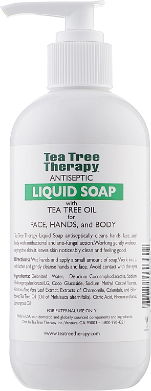 Антисептичне рідке мило для обличчя та рук з олією чайного дерева - Tea Tree Therapy Antiseptic Liquid Soap With Tea Tree Oil — фото N2