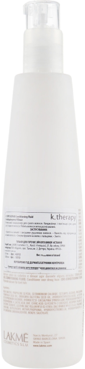 Живильний кондиціонер для сухого волосся - Lakme K.Therapy Repair Conditioning Fluid — фото N2