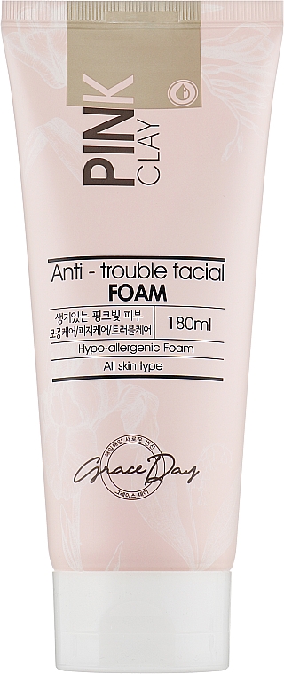 Пінка для вмивання обличчя з рожевою глиною - Grace Day Pink Clay Anti-Trouble Facial Foam — фото N1