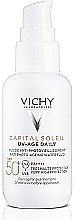 Парфумерія, косметика УЦІНКА Сонцезахисний невагомий флюїд проти ознак фотостаріння шкіри обличчя, SPF 50+ - Vichy Capital Soleil UV-Age Daily *