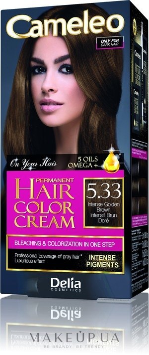 Стійка фарба для волосся, з натуральними оліями  - Delia Cameleo Omega + — фото 5.33 - Intense Golden Brown