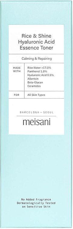 Тонік для обличчя - Meisani Rice & Shine Hyaluronic Acid Essence Toner — фото N2