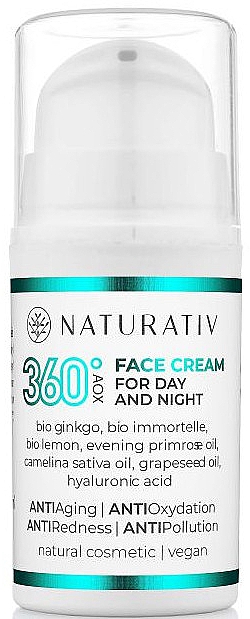 Комплексный крем для лица - Naturativ 360° AOX Facial Cream For Day & Night (мини) — фото N1