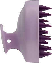 Щетка-массажер силиконовая с ручкой CS041RV, круглая матовая, розово-фиолетовая - Cosmo Shop — фото N2