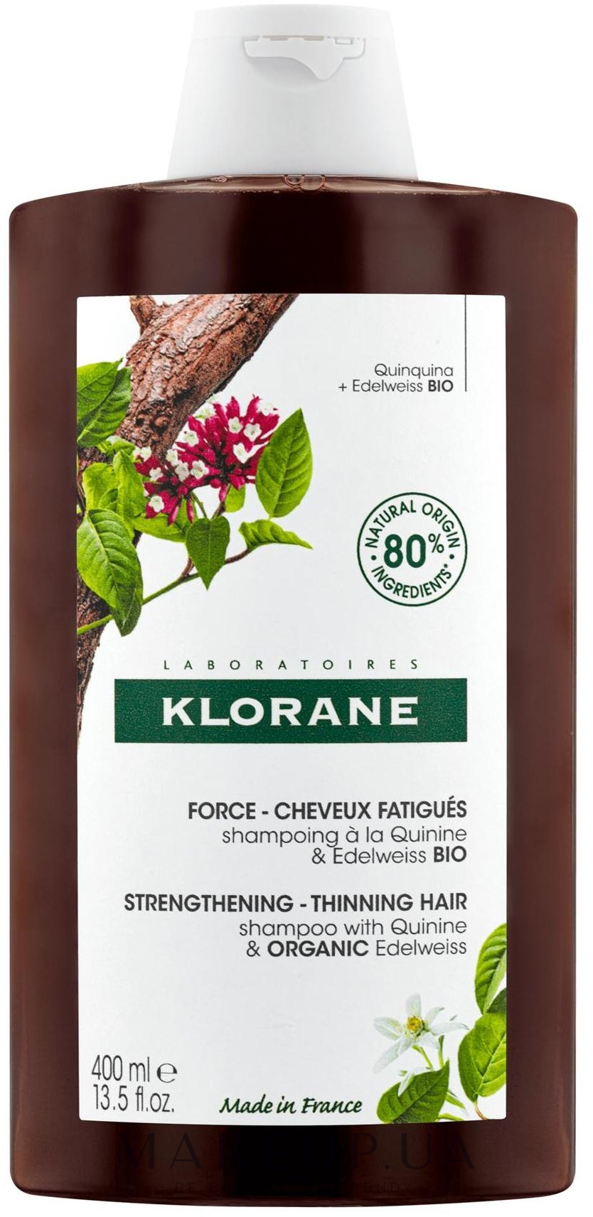 Шампунь з едельвейсом від випадання волосся - Klorane Force Tired Hair & Hair Loss Shampoo with Organic Quinine and Edelweiss — фото 400ml