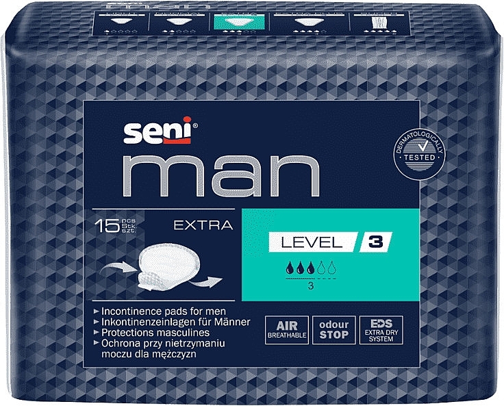 Урологические прокладки для мужчин Seni Man Extra Level 3, 15 шт - Seni — фото N1