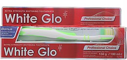Набір "Вибір професіоналів", зелена щітка - White Glo Professional Choice Whitening Toothpaste (toothpaste/100ml + toothbrush) — фото N3