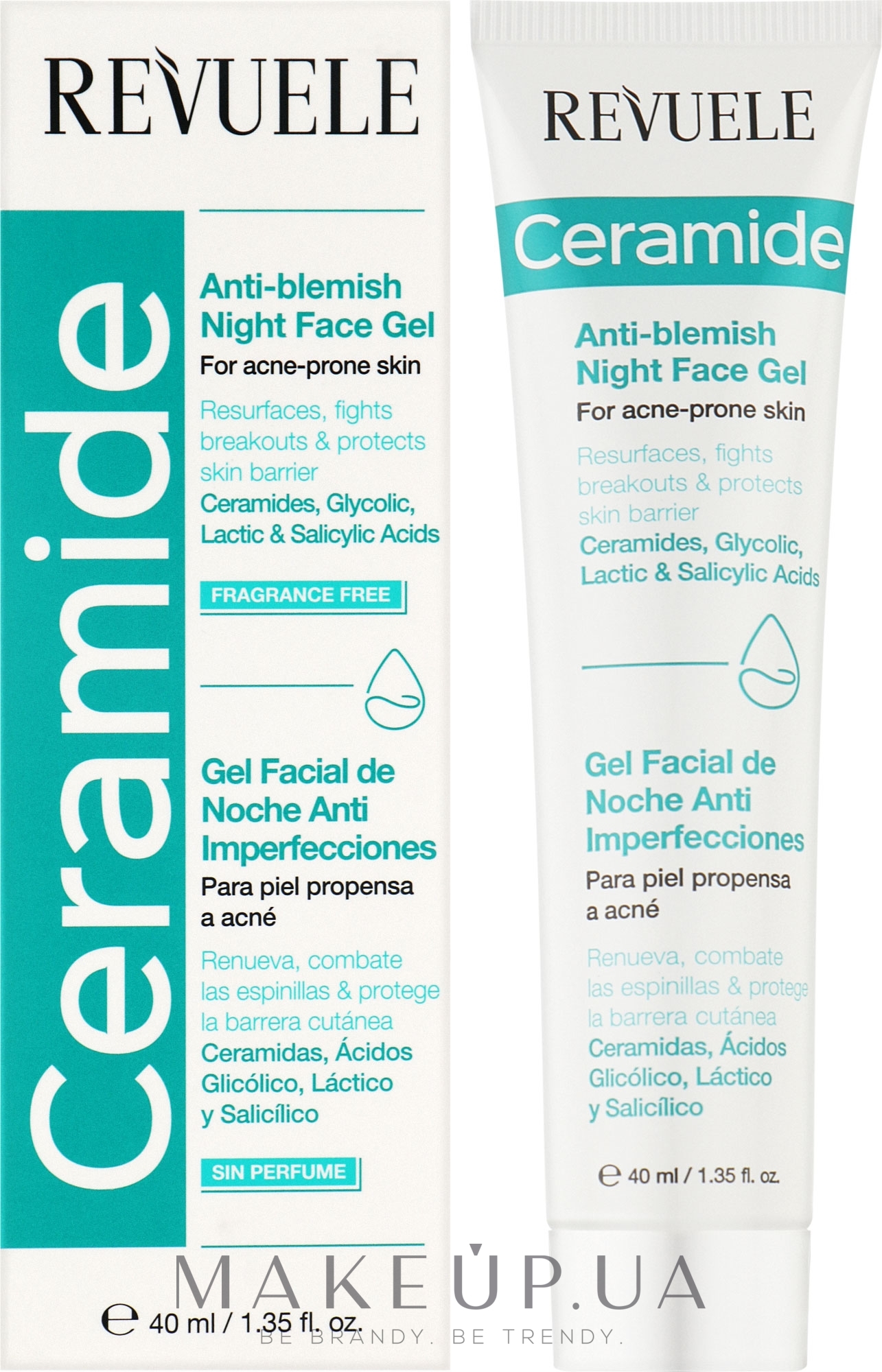 Ночной гель для склонной к акне кожи лица - Revuele Ceramide Anti-Blemish Night Face Gel For Acne-Prone Skin — фото 40ml