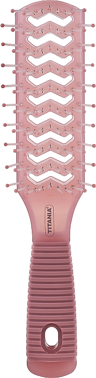 Щетка массажная узкая для фена 9 рядов, розовая - Titania — фото N1