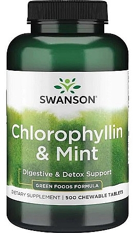 Жувальні таблетки "Хлорофілін і м'ята" - Swanson Chlorophyllin and Mint — фото N1