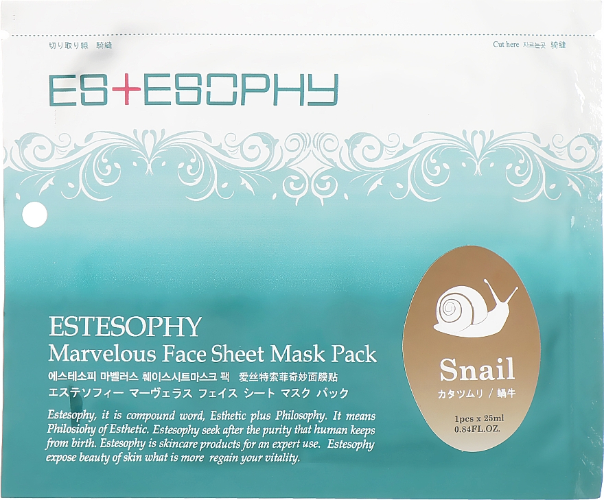Тканинна маска для обличчя - Estesophy Marvelous Sheet Smail Mask — фото N1