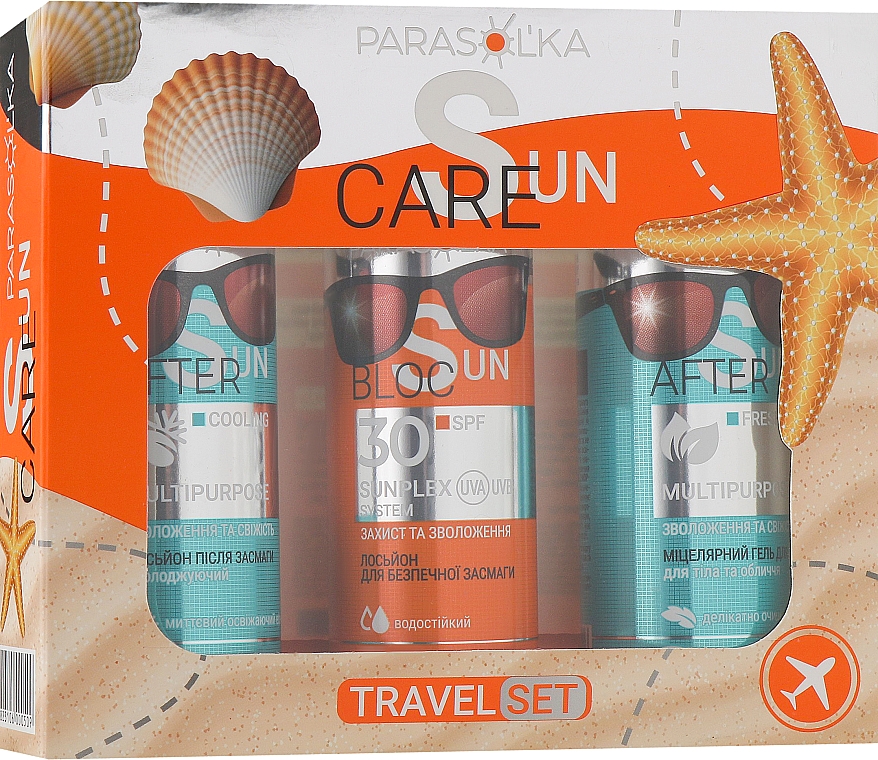 Набор "Защита и уход" - Velta Cosmetic Parasol'ka Sun Care (sh/gel/100ml + lot/100ml + lot/100ml)