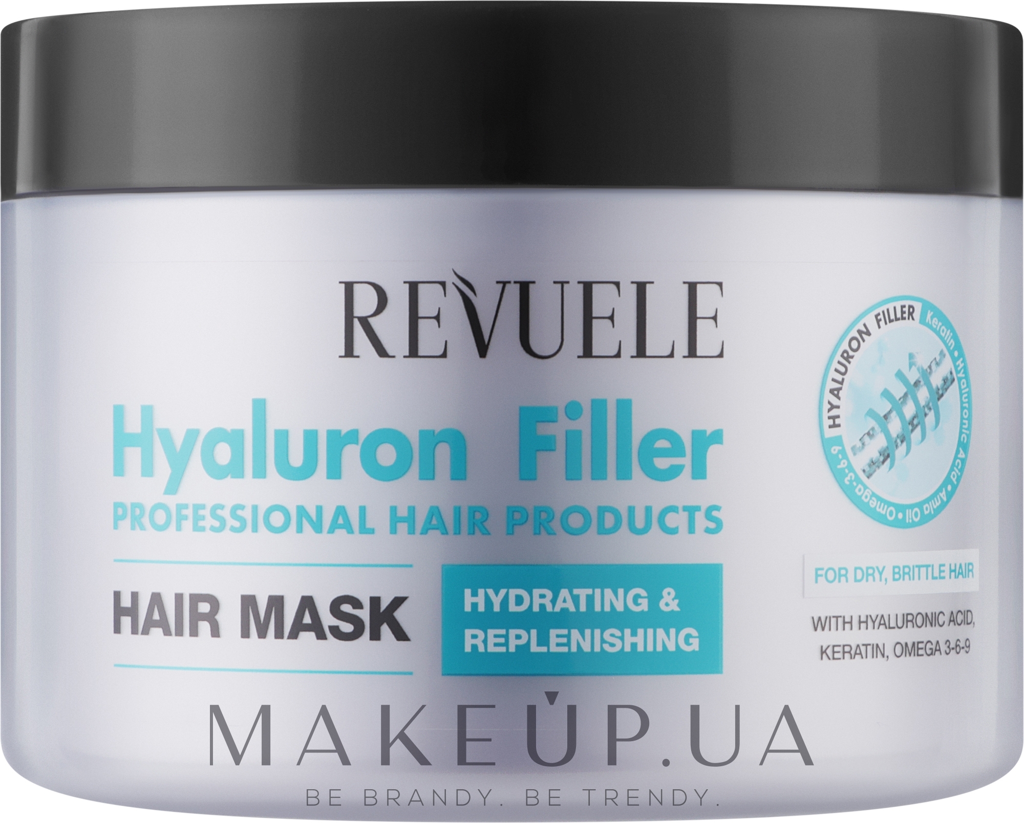 Маска для волос с гиалуроновой кислотой, кератином и Омега 3-6-9 - Revuele Hyaluron Filler Hair Mask — фото 500ml