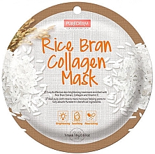Духи, Парфюмерия, косметика Тканевая маска для лица "Рисовые отруби и коллаген" - Purederm Rice Bran Collagen Circle Mask
