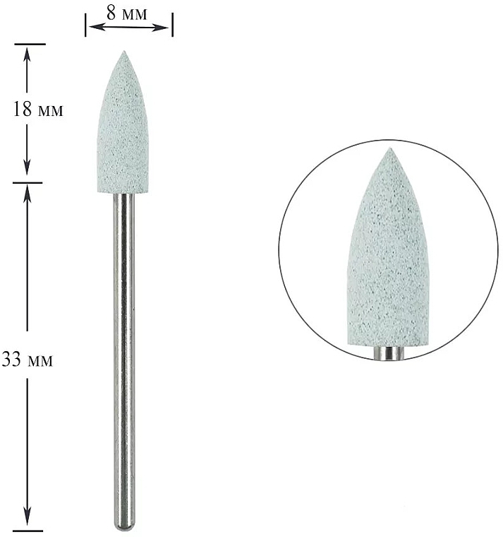 Полірувальник силіконовий конус середній гострий 408W, сірий - Tufi Profi Premium — фото N2