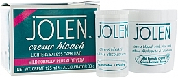 Набір - Jolen Bleach Cream Mild Formula With Aloe Vera (cr/125ml + poudre/30g) — фото N2