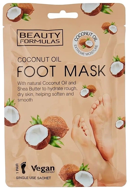 Маска для ніг з кокосовим маслом - Beauty Formulas Coconut Oil Foot Mask — фото N1