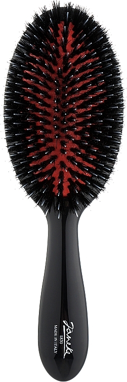 Щітка для волосся з натуральною щетиною велика, 22,5 см, чорно-червона - Janeke Black Hairbrush — фото N1