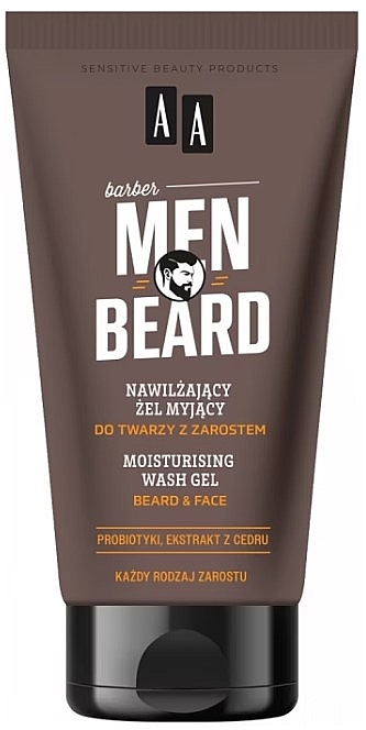 Зволожувальний та очищувальний гель для обличчя і бороди - AA Cosmetics Men Beard Moisturizing Wash Gel — фото N1