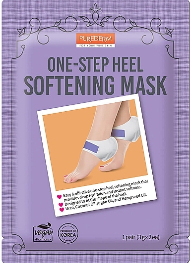 Однокрокова пом'якшувальна маска для п'ят - Purederm One-step Heel Softening Mask — фото N1