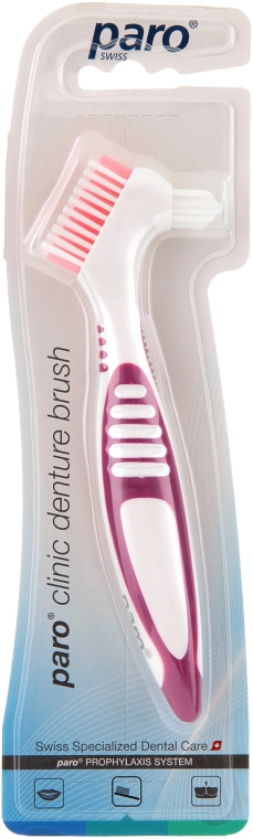 Щетка для зубных протезов, малиновая - Paro Swiss Denture Brush