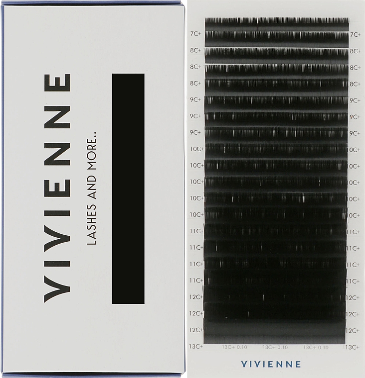 Накладные ресницы "Elite", черные, 20 линий (mix, 0,1, C + , (7-13)) - Vivienne — фото N1
