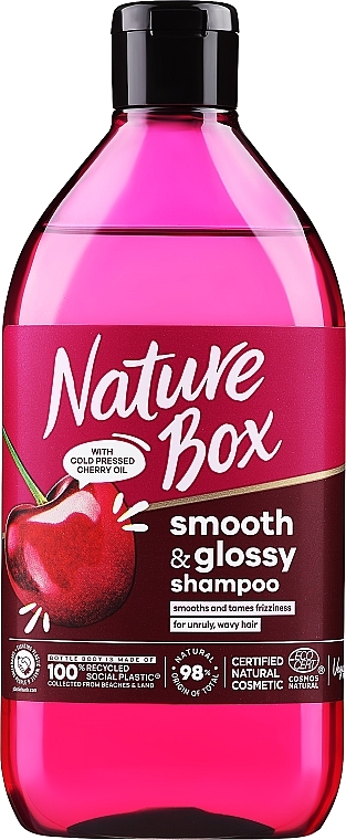 Разглаживающий шампунь для непослушных и волнистых волос - Nature Box Cherry Oil Smoothness Shampoo — фото N1