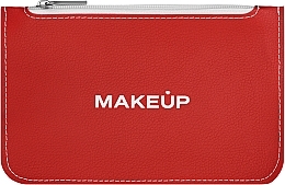 Косметичка плоская, красная "Autograph" - MAKEUP Cosmetic Bag Flat Red — фото N1