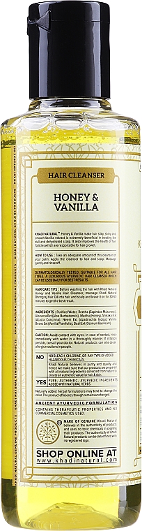 Аюрведичний шампунь "Мед і ваніль" - Khadi Natural Ayurvedic Honey & Vanilla Hair Cleanser — фото N2