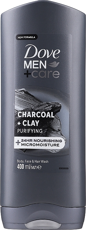 Гель для душа - Dove Men+Care Elements Charcoal+Clay Micro Moisture Body And Face Wash — фото N1