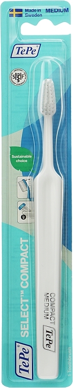 Зубна щітка Select Compact, середня, біла - TePe Select Compact Medium — фото N1