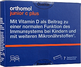 Парфумерія, косметика Вітаміни, прямі гранули "Малина лайм", 7 днів - Orthomol Junior C Plus