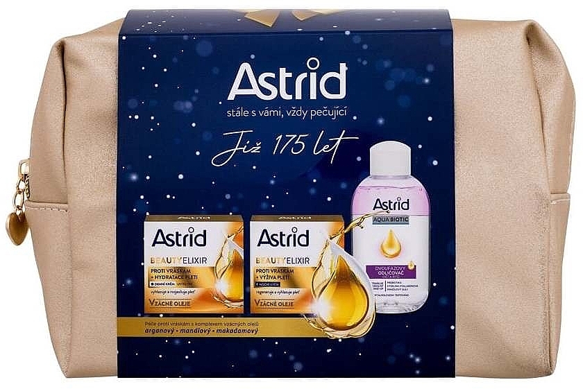 Набір - Astrid Beauty Elixir Set (f/cr/2x50ml + cleanser/water/125ml + bag) — фото N2