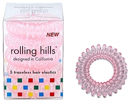 Парфумерія, косметика Резинка-браслет для волосся, рожевий - Rolling Hills 5 Traceless Hair Rings Transparent Pink