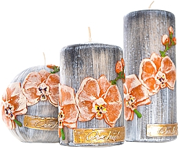 Парфумерія, косметика Набір декоративних свічок "Помаранчева орхідея" - Soap Stories (candle/815g + candle/490g + candle/460g)