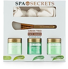 Духи, Парфюмерия, косметика Набор масок для лица - Xpel Spa Secret Green Trio Face Mask Set (mask/3x60ml + brush/1pcs + acc/1pcs)