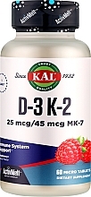 Харчова добавка "Вітамін D-3 і К-2", малина - Kal D3 & K2 25 mcg Raspberry — фото N1