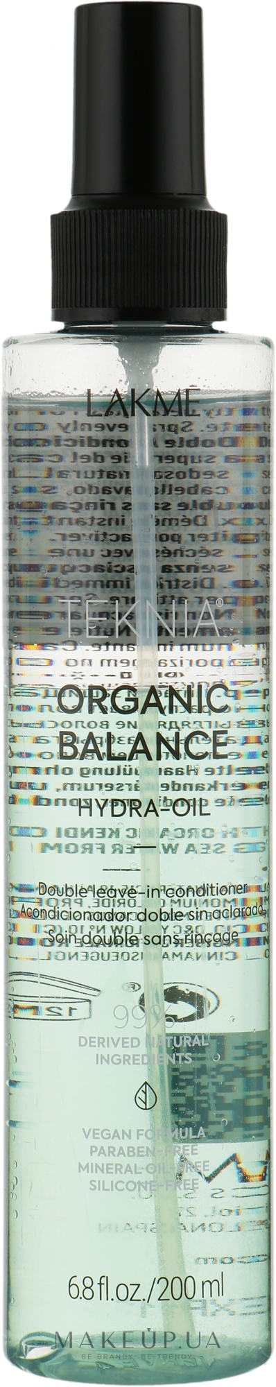 Гидро-масло для ухода за волосами - Lakme Teknia Organic Balance Hydra-Oil — фото 200ml